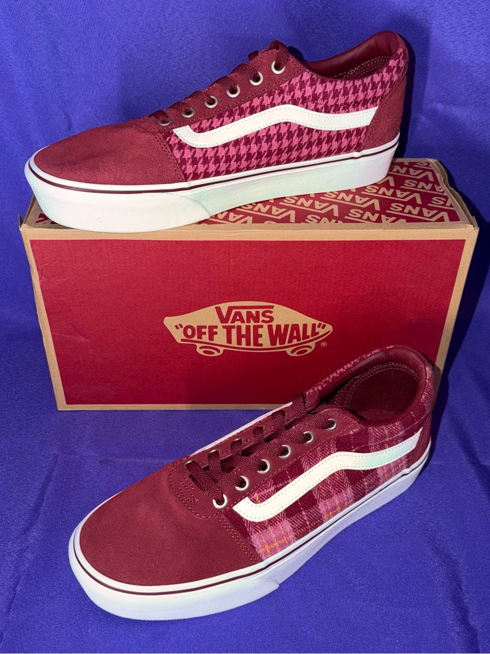 Vans Ward Platform Sneakers Burgundy Mixed Material & Suede Women’s Size 11 EUC